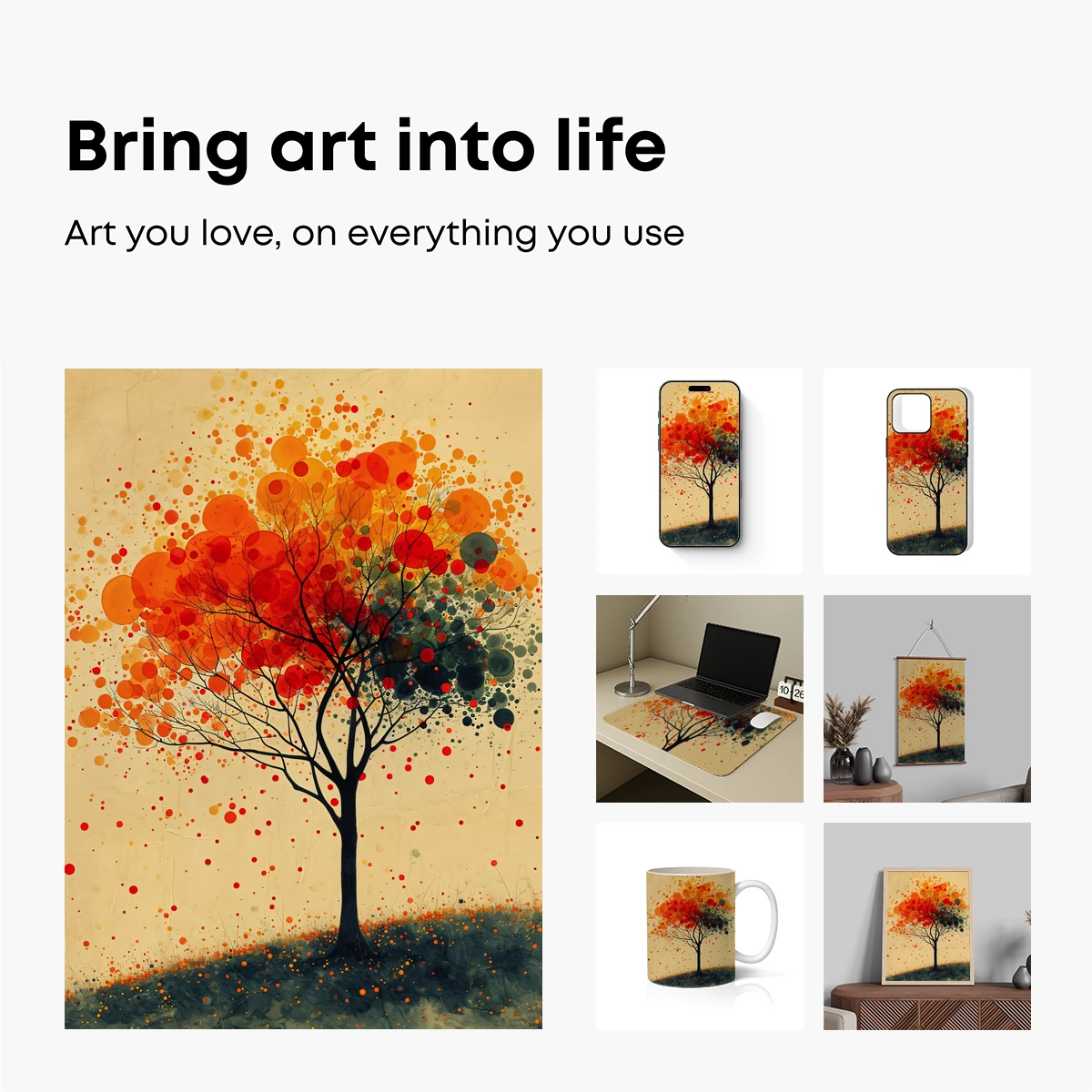 Autumn's Abstract Canopy: A Tree of Vibrant Circles - Image 2