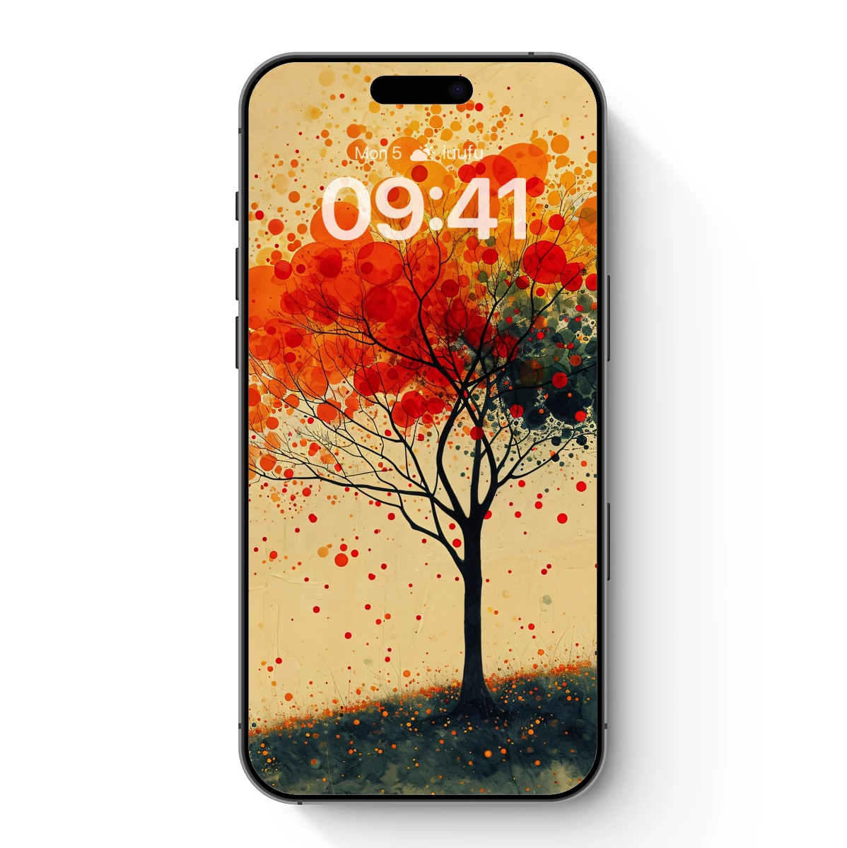 Autumn's Abstract Canopy: A Tree of Vibrant Circles