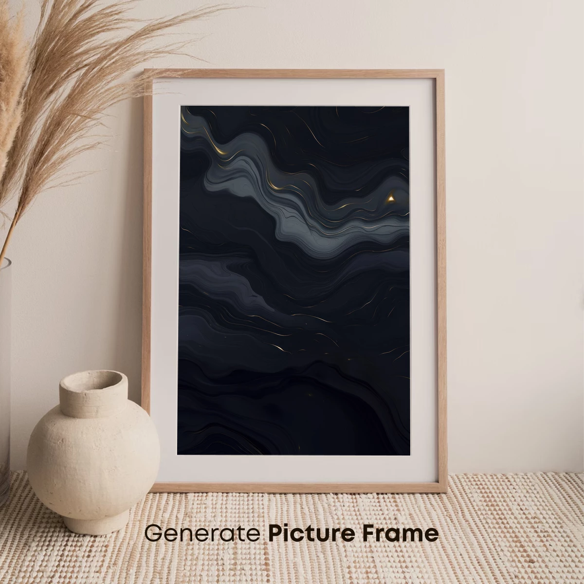 Elegant Dark Marble Waves with Golden Veins - Image 7