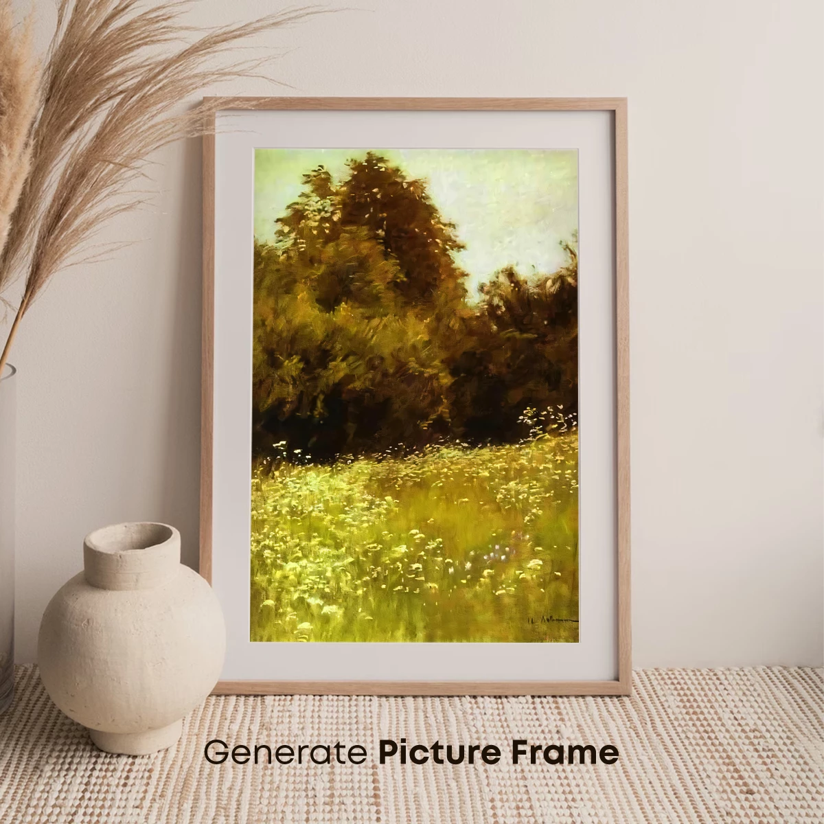Impressionist Meadow: Sunlit Wildflowers and Whispers of Trees - Image 7
