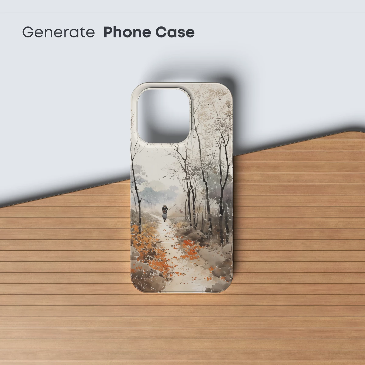 Autumnal Solitude: A Watercolor Wanderer's Path - Image 3