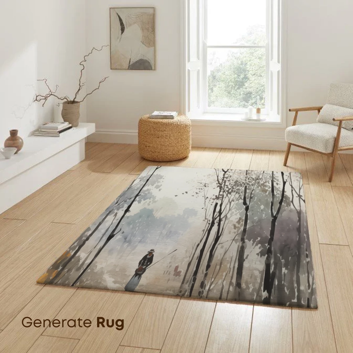 Autumnal Solitude: A Watercolor Wanderer's Path - Image 6