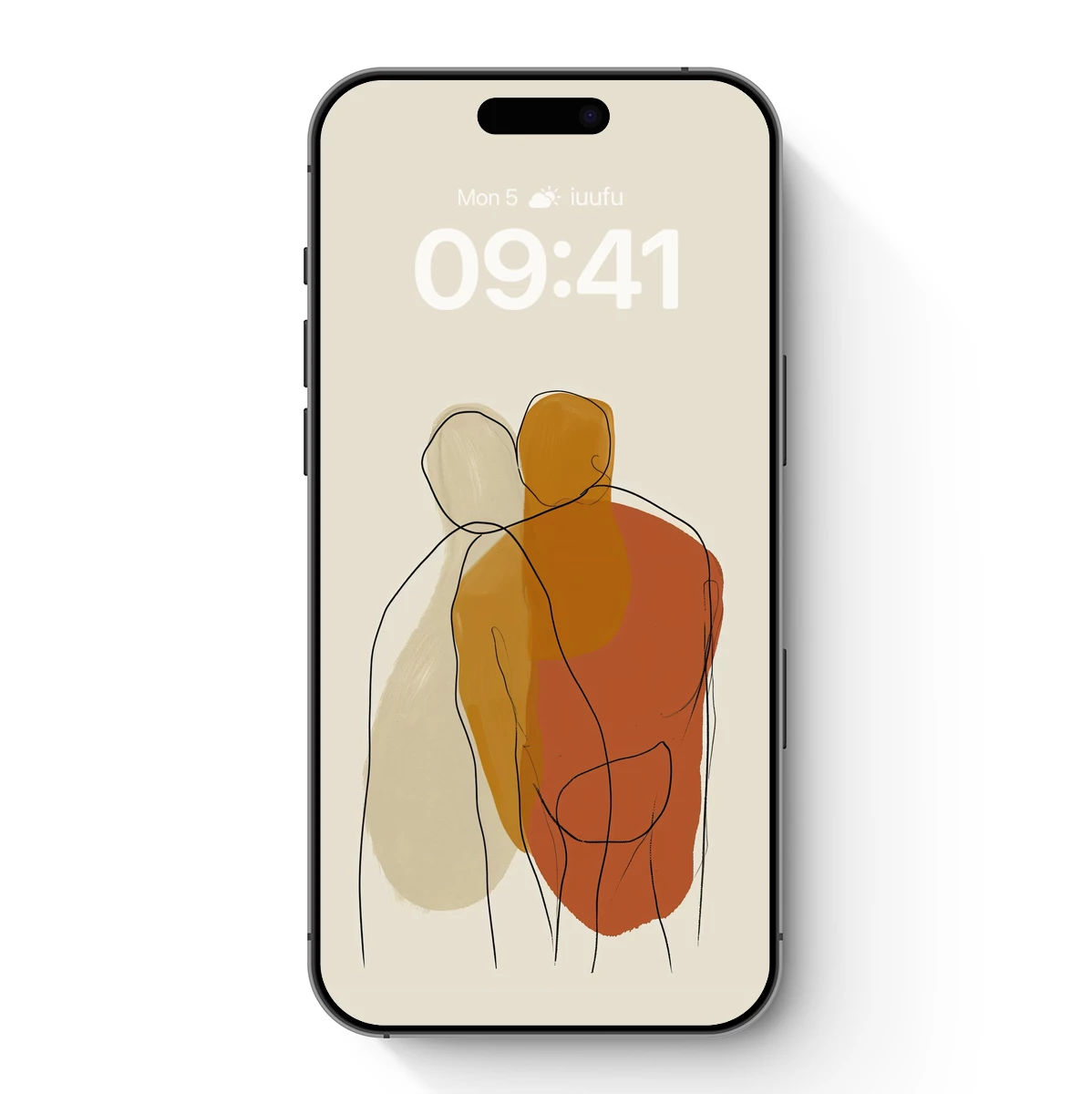 Abstract Embrace: Minimalist Duo in Warm Hues