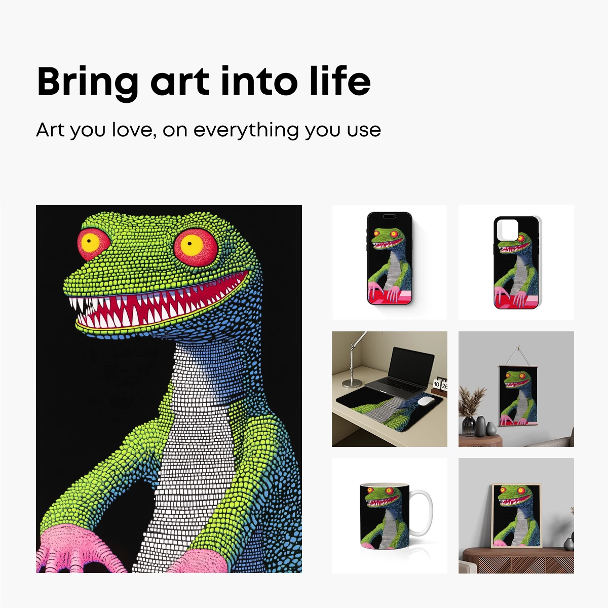 Pixelated Dino in Pop Art Glory - Image 2