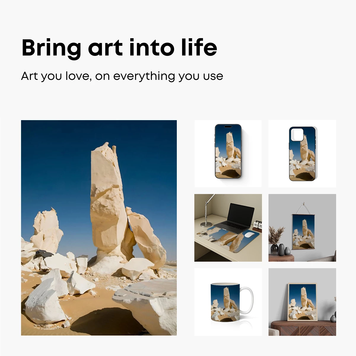 Desert Sculptures: Eroded Majesty Under Blue Skies - Image 2