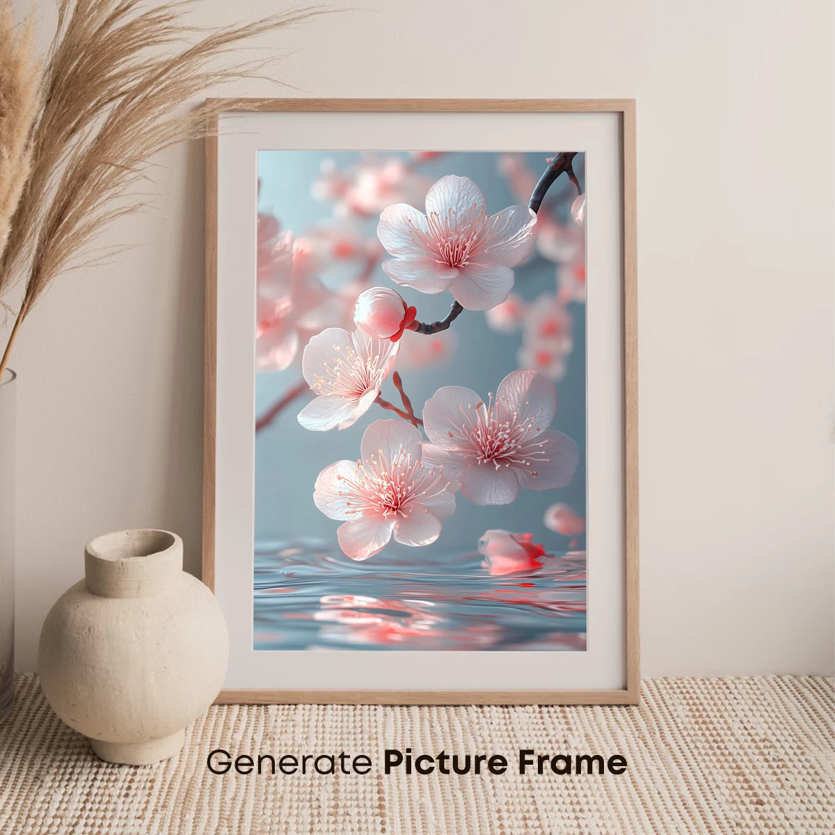 Blossom Reflections: Ethereal Cherry Blossoms Over Water - Image 7