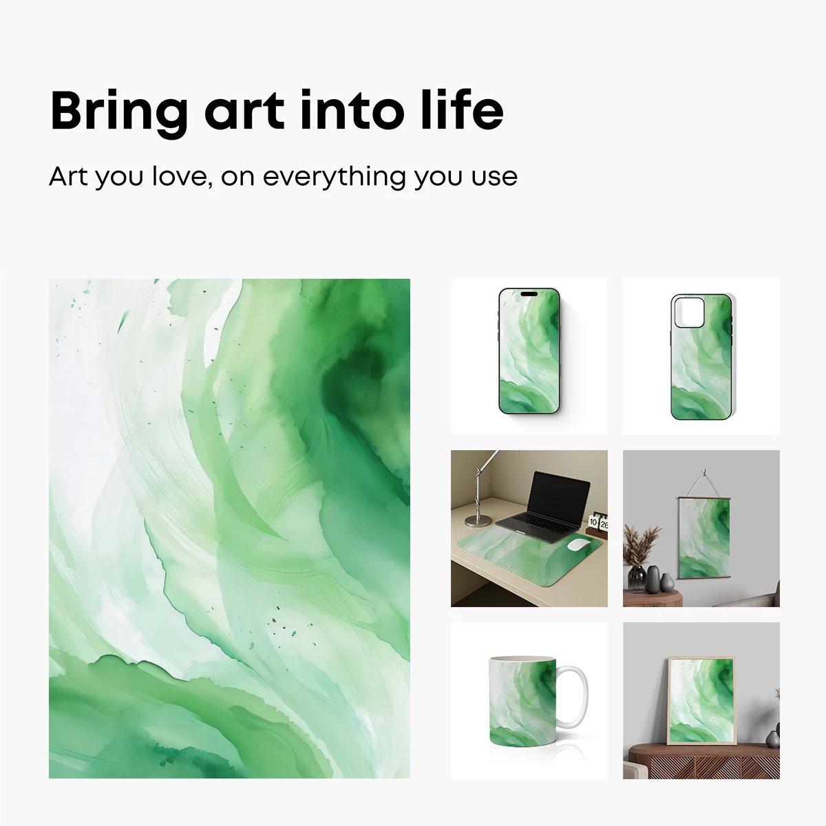 Ethereal Green Waves: Abstract Fluid Artistry - Image 2