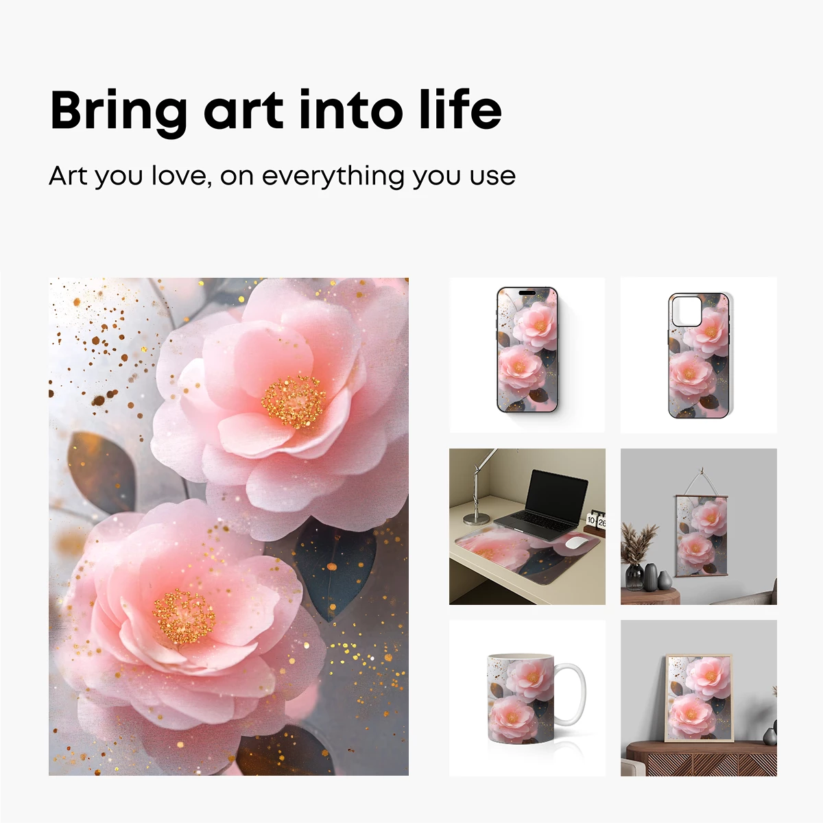 Golden Whisper of Pink Blossoms - Image 2