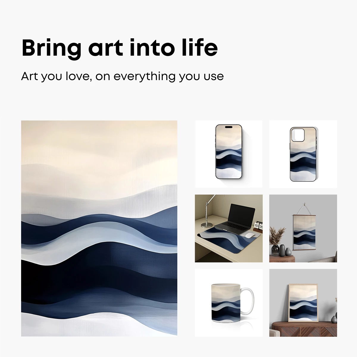 Ethereal Wave Symphony: Abstract Fluidity in Monochrome