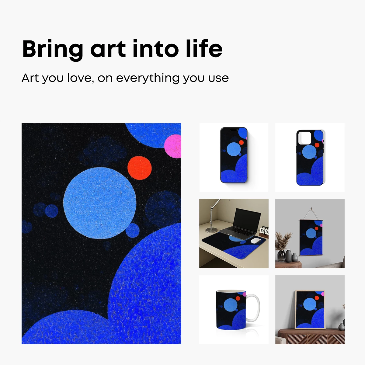 Cosmic Blue Odyssey: Abstract Spheres in Night Sky - Image 2