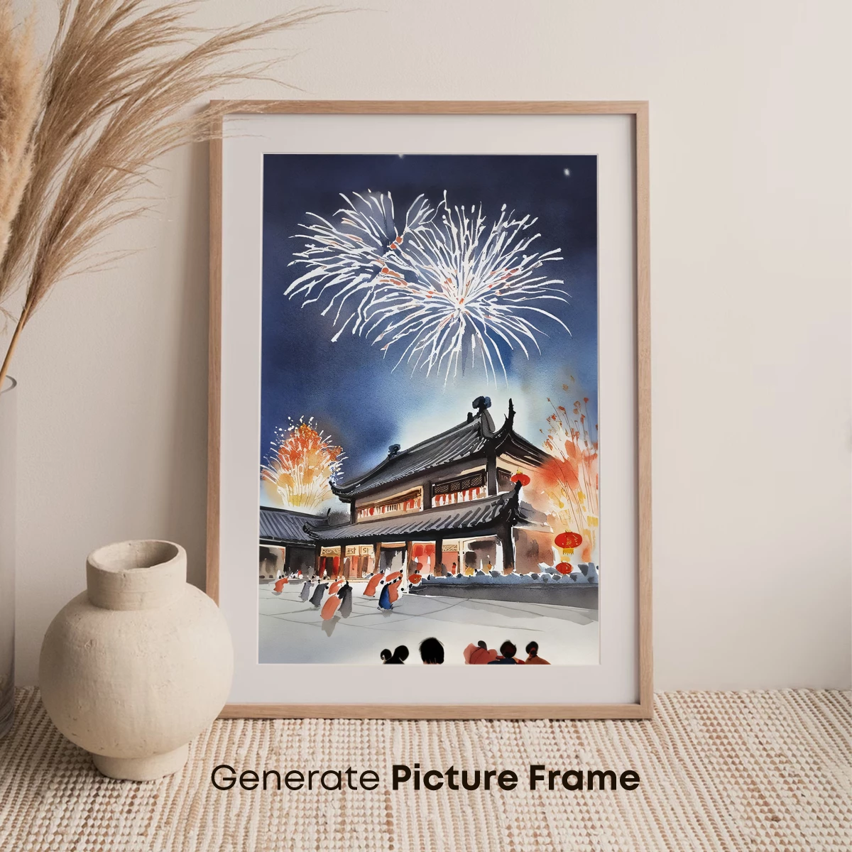Festive Fireworks Over Ancient Temple - Image 7
