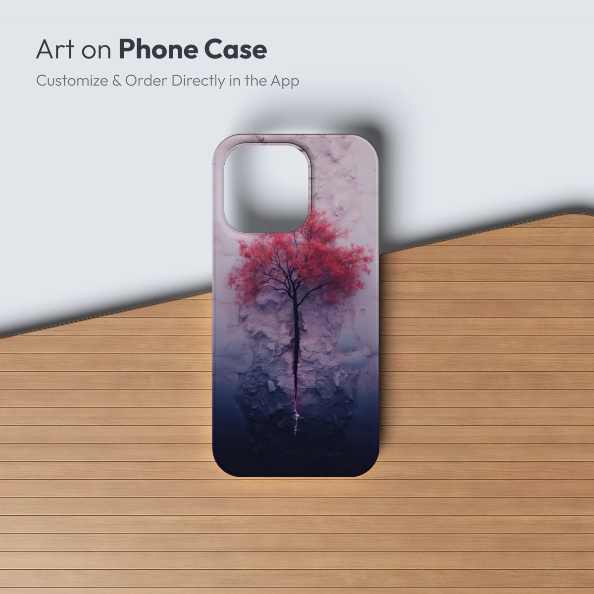 Crimson Tree in Frost: A Surreal Winter Vision - Image 2