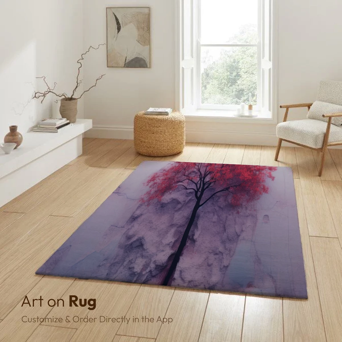 Crimson Tree in Frost: A Surreal Winter Vision - Image 5