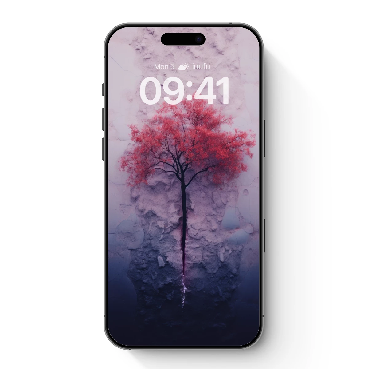 Crimson Tree in Frost: A Surreal Winter Vision - Image 7