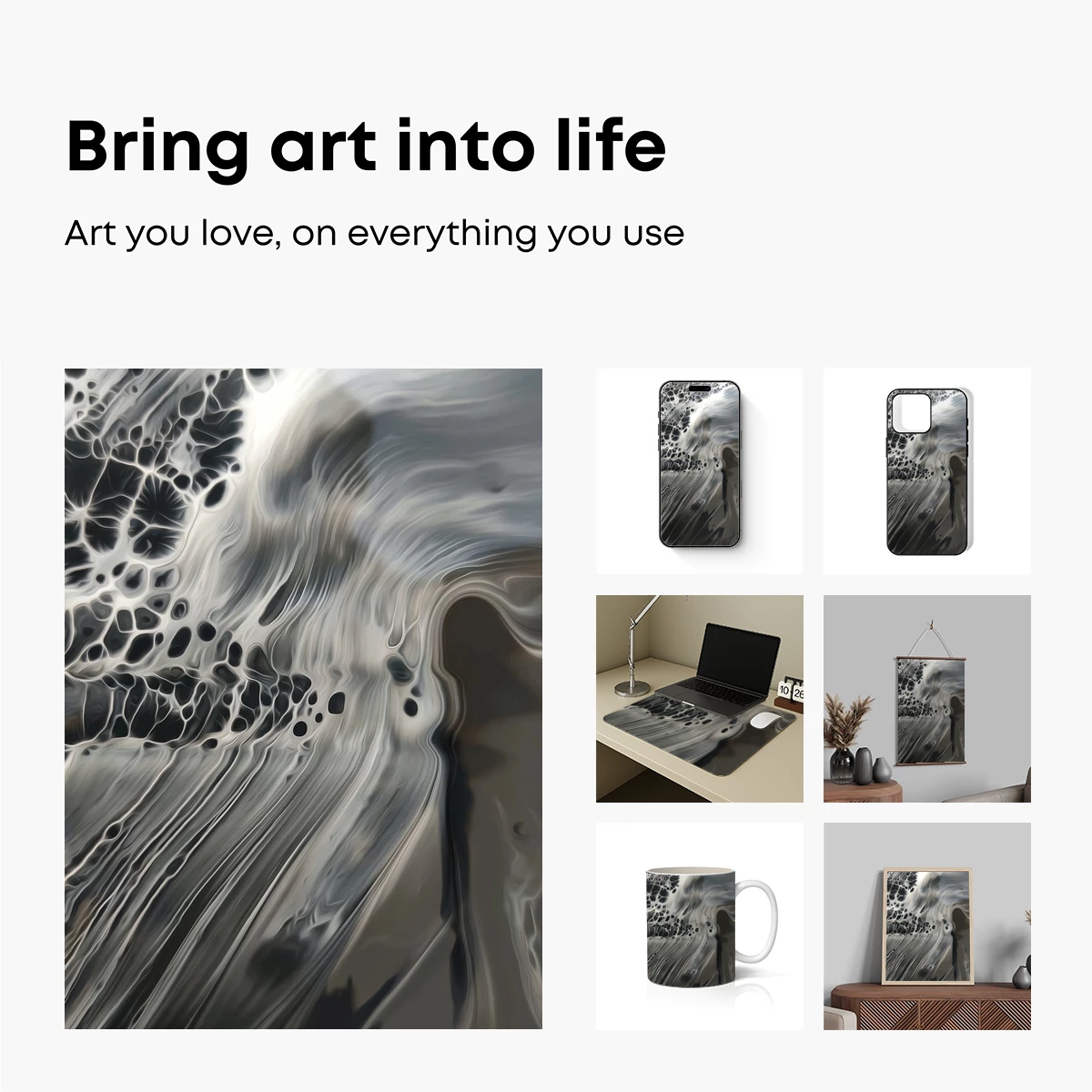 Ethereal Tides: Abstract Flow in Monochrome - Image 2