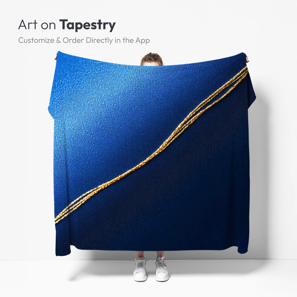 Golden Thread on Royal Blue Silk - Image 4