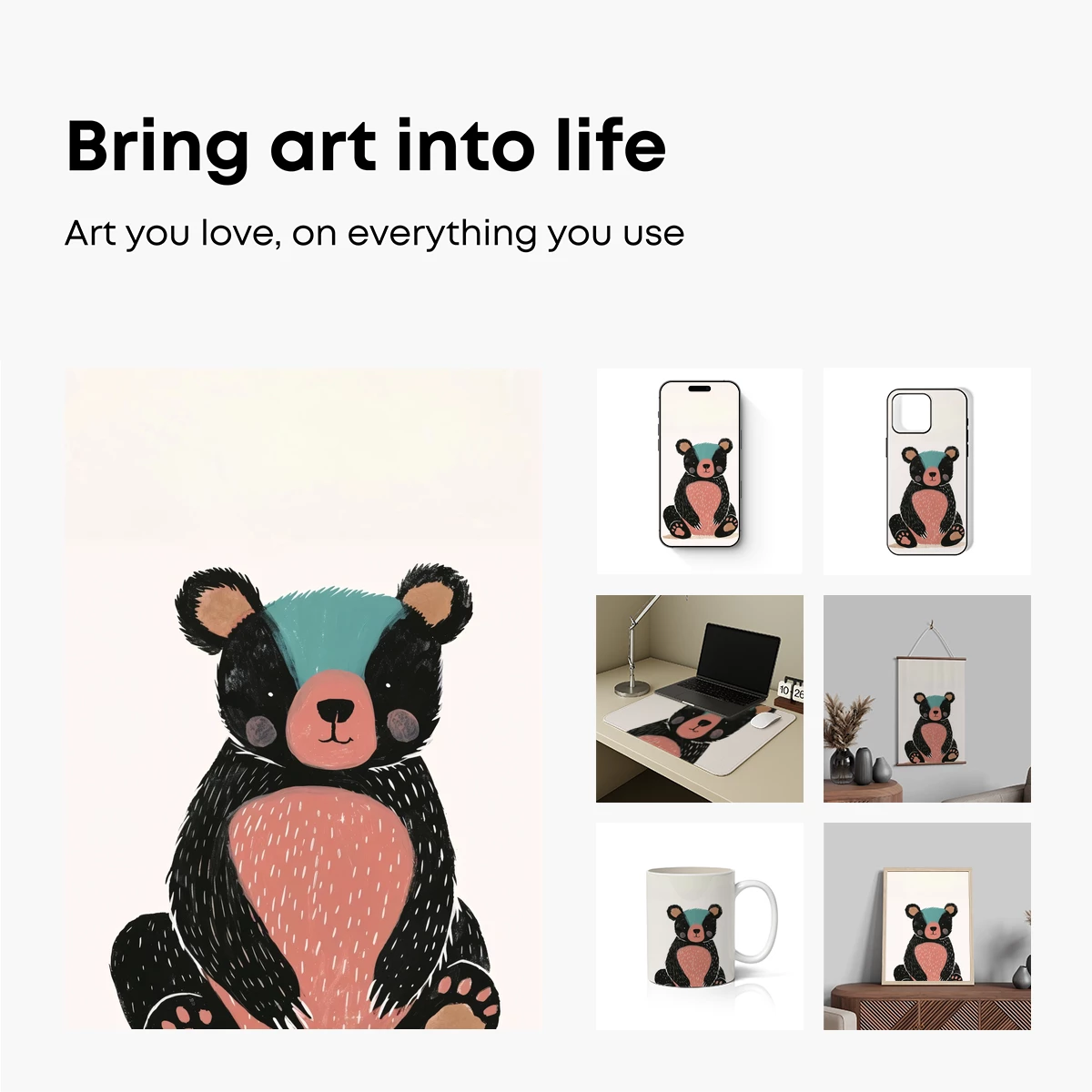 Charming Bear with Teal Turban: Whimsical Illustration - Image 2