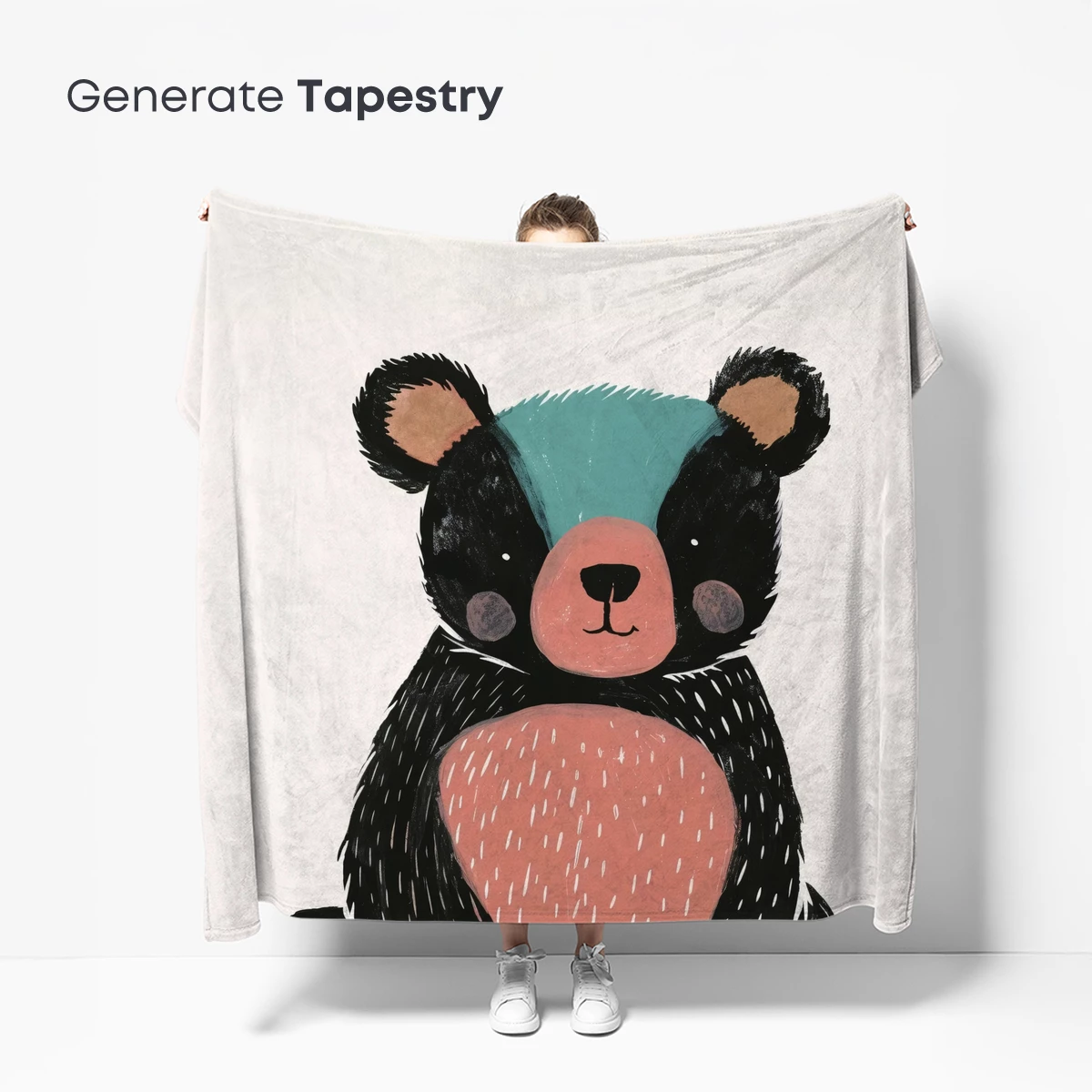 Charming Bear with Teal Turban: Whimsical Illustration - Image 5