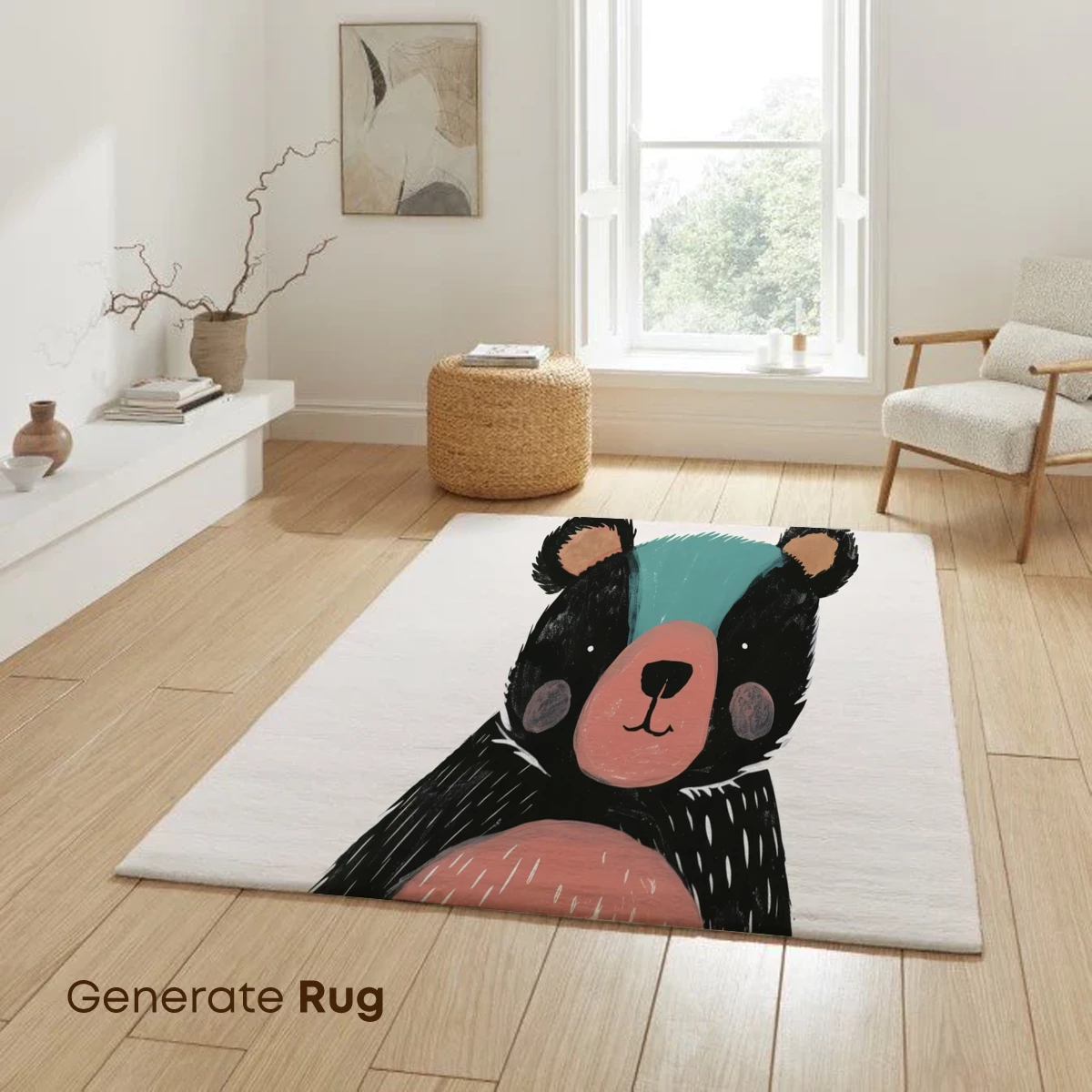 Charming Bear with Teal Turban: Whimsical Illustration - Image 6