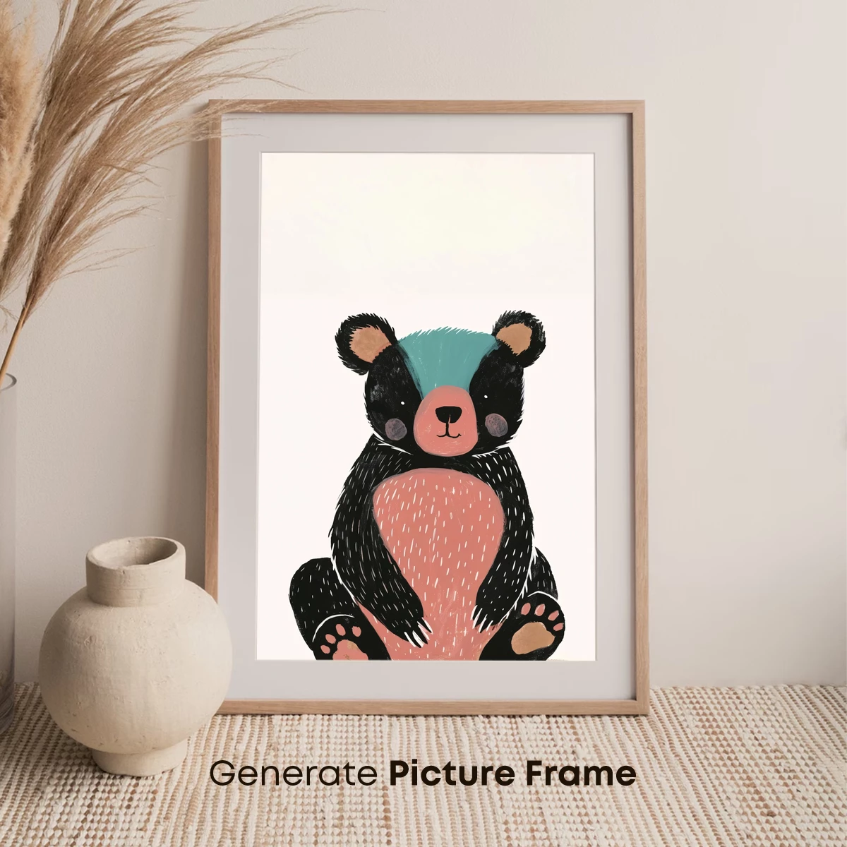 Charming Bear with Teal Turban: Whimsical Illustration - Image 7