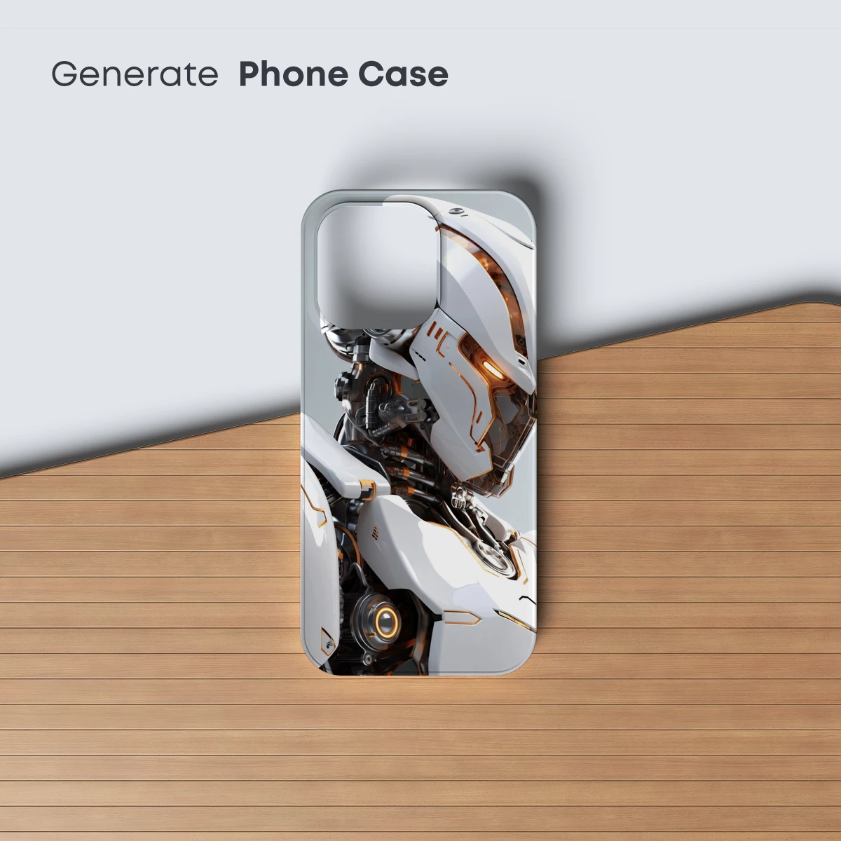 Futuristic Cybernetic Warrior: White and Gold Mech Design - Image 3