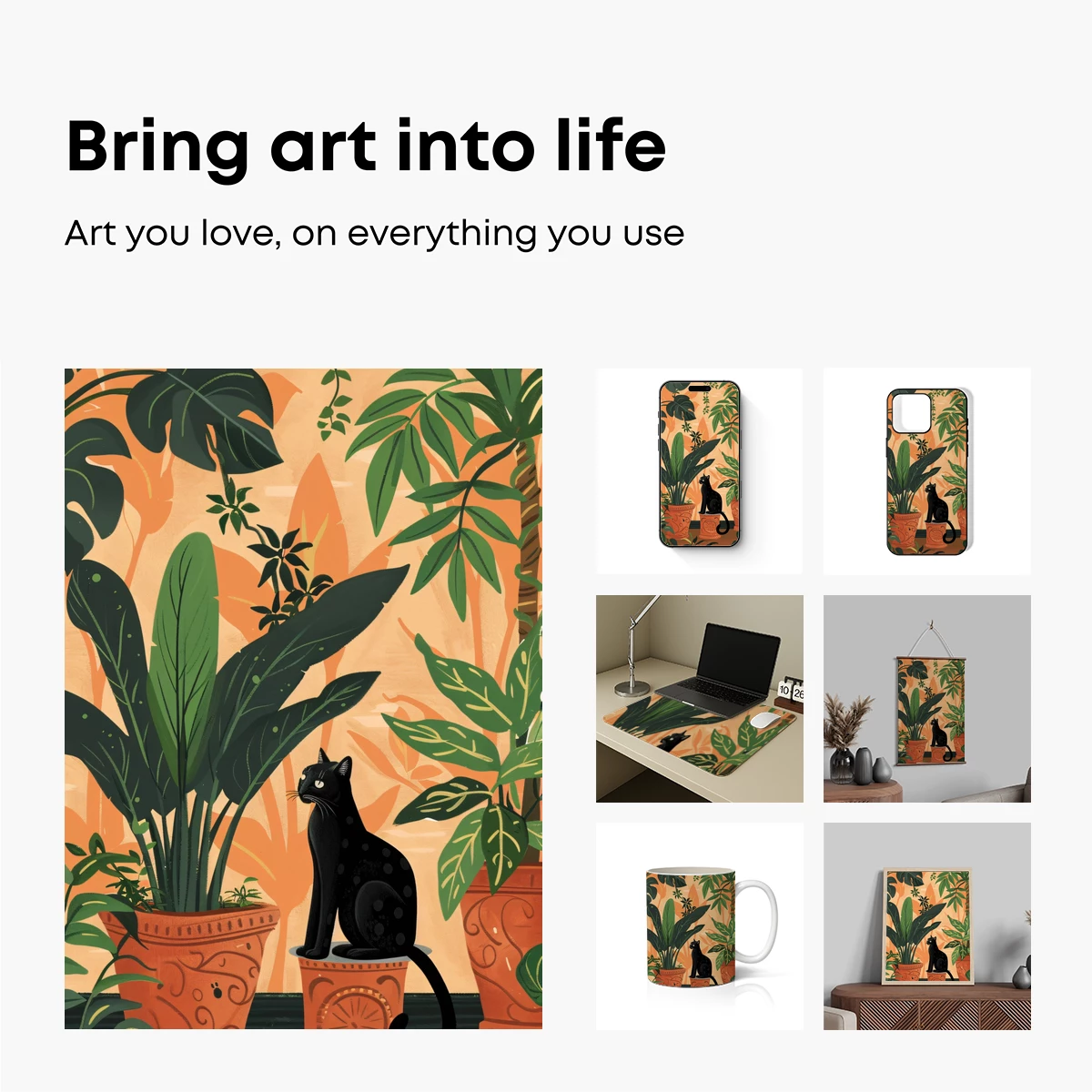 Elegant Black Cat Amidst Lush Tropical Plants - Image 2