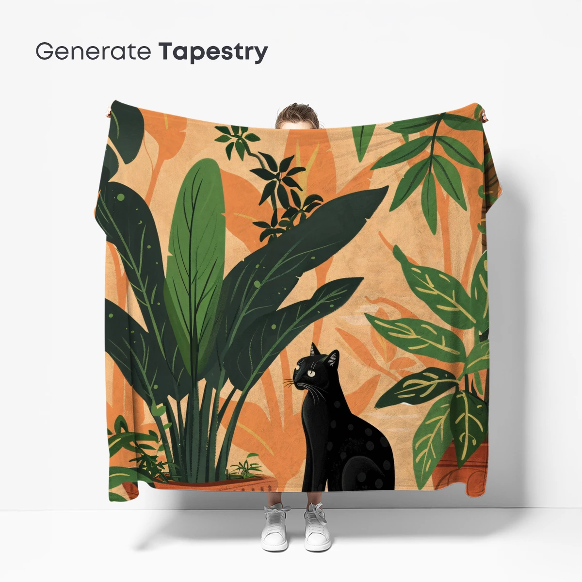 Elegant Black Cat Amidst Lush Tropical Plants - Image 5