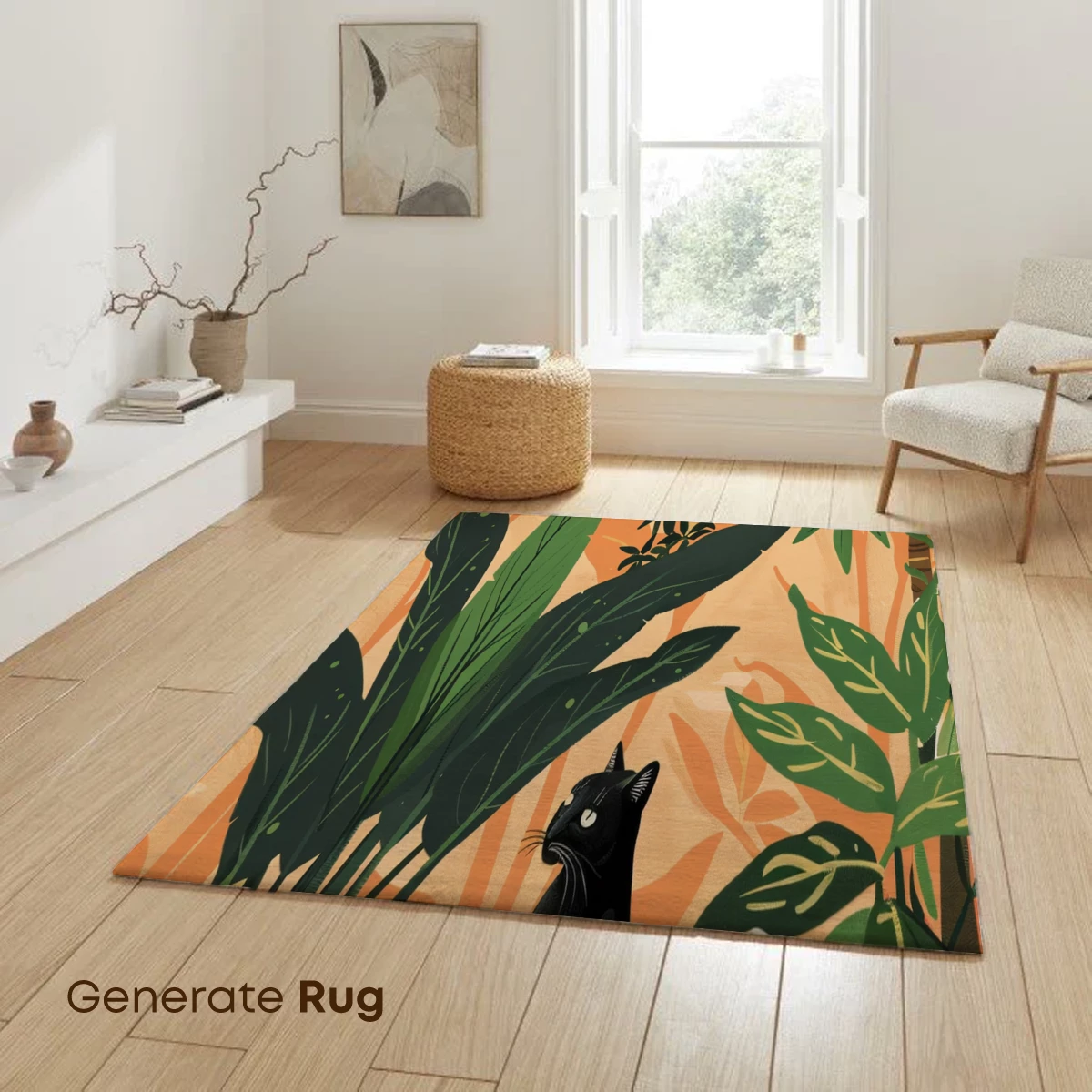 Elegant Black Cat Amidst Lush Tropical Plants - Image 6