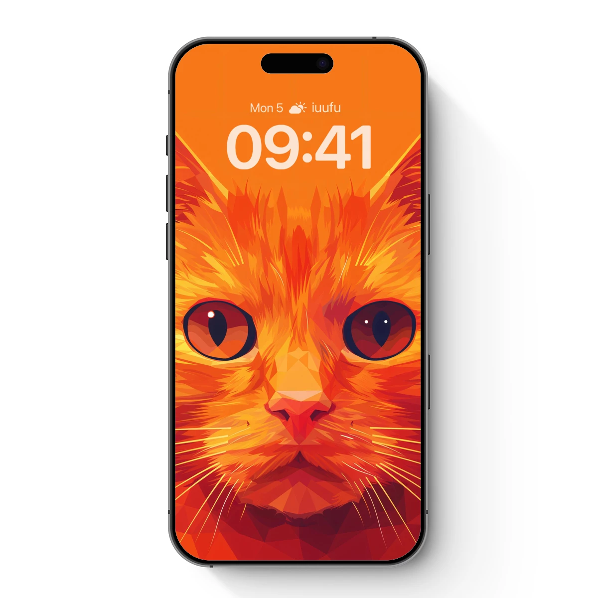 Fiery Feline Gaze: Geometric Orange Cat Art