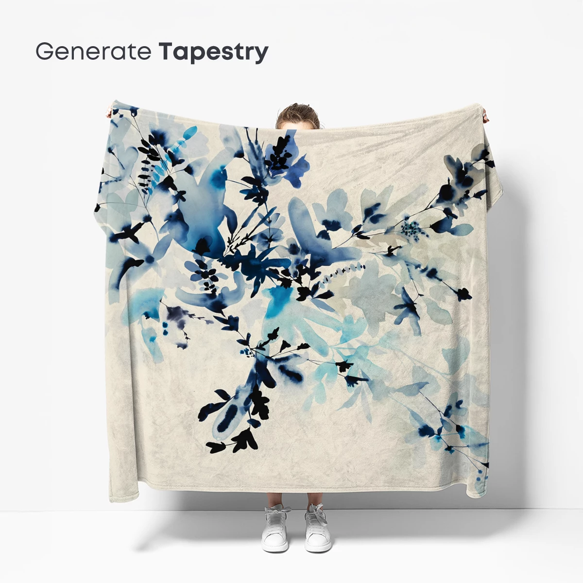 Blue Whispering Branches: Abstract Floral Elegance - Image 5