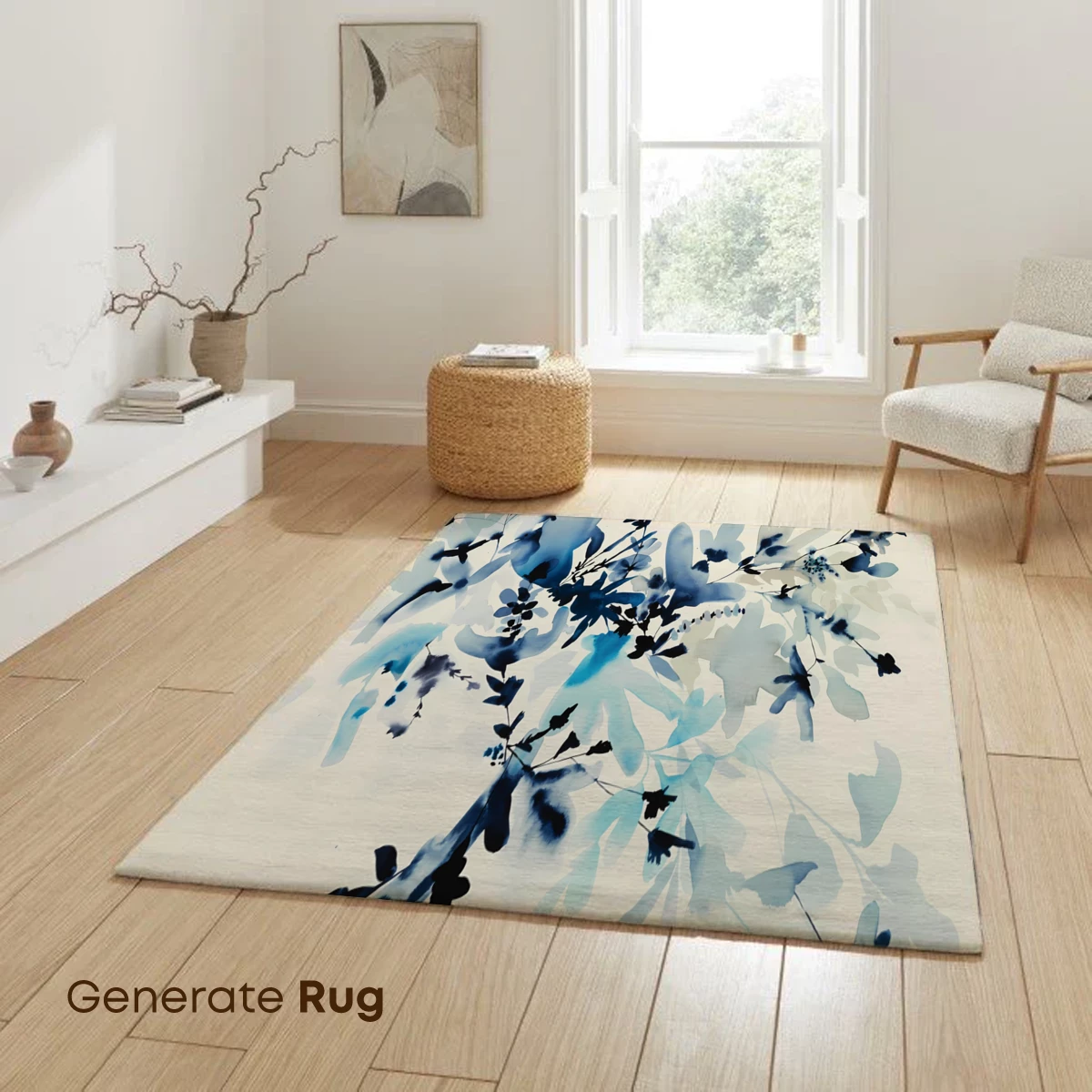 Blue Whispering Branches: Abstract Floral Elegance - Image 6