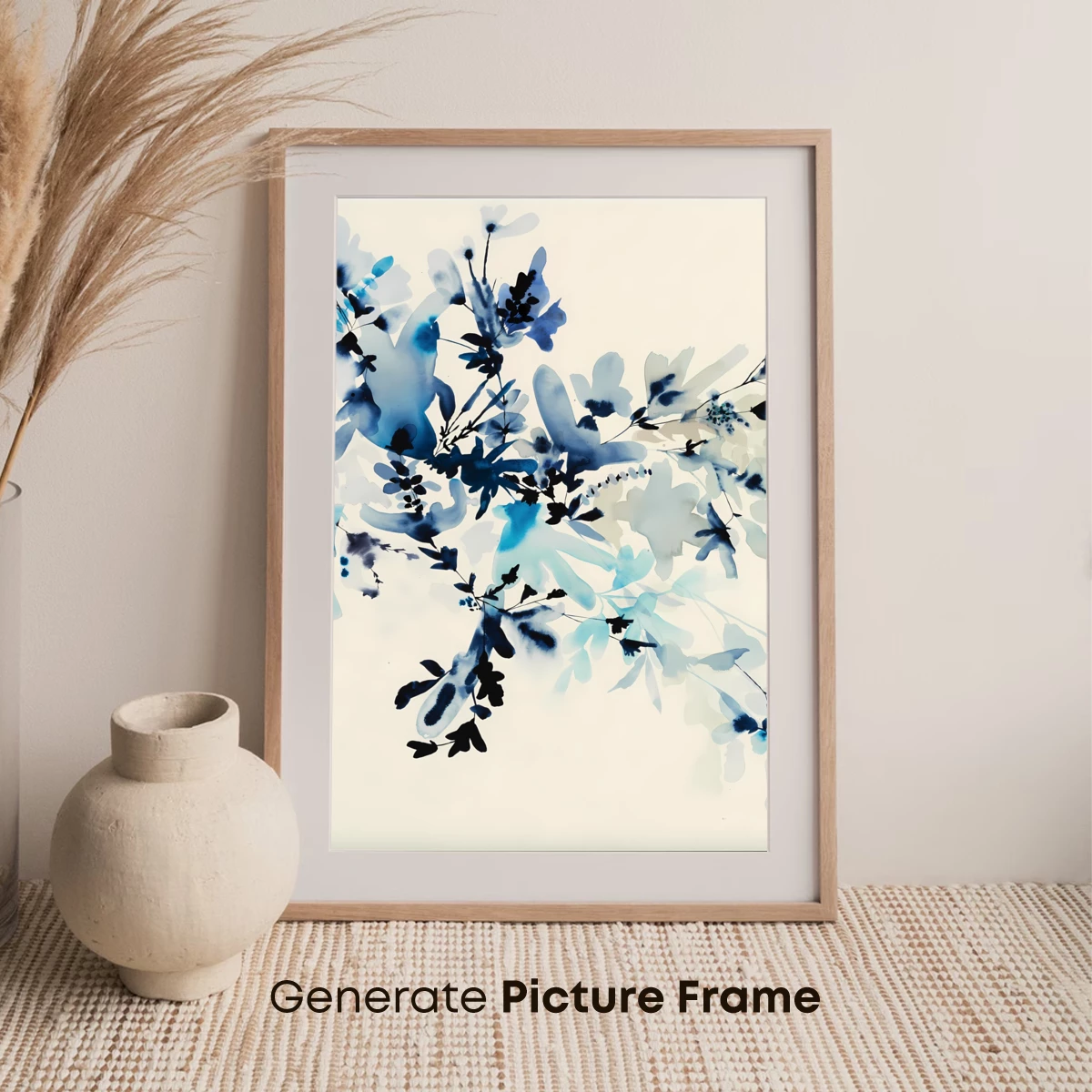 Blue Whispering Branches: Abstract Floral Elegance - Image 7