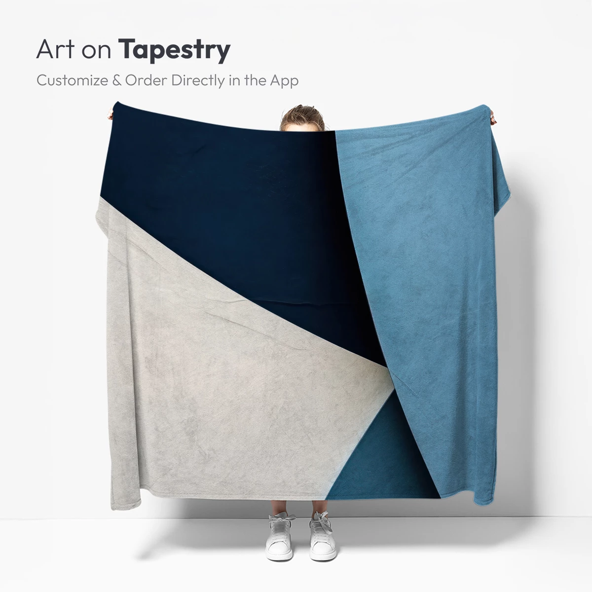 Abstract Canvas Symphony: Teal and Cream Harmony - Image 5