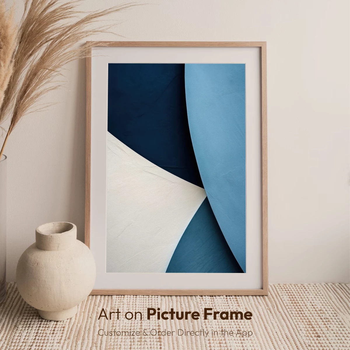 Abstract Canvas Symphony: Teal and Cream Harmony - Image 7