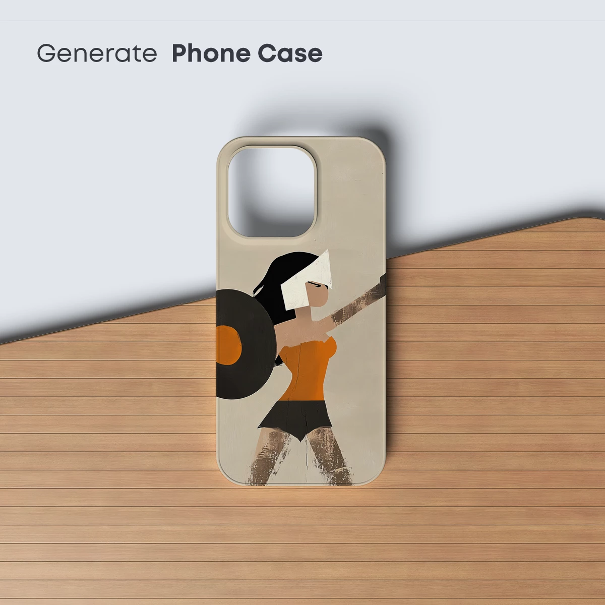 Abstract Figure with Vinyl Record: Modern Art Fusion - Image 3