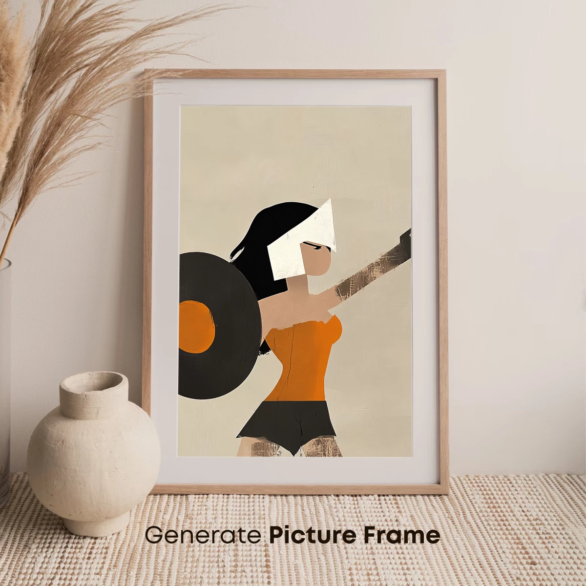 Abstract Figure with Vinyl Record: Modern Art Fusion - Image 7