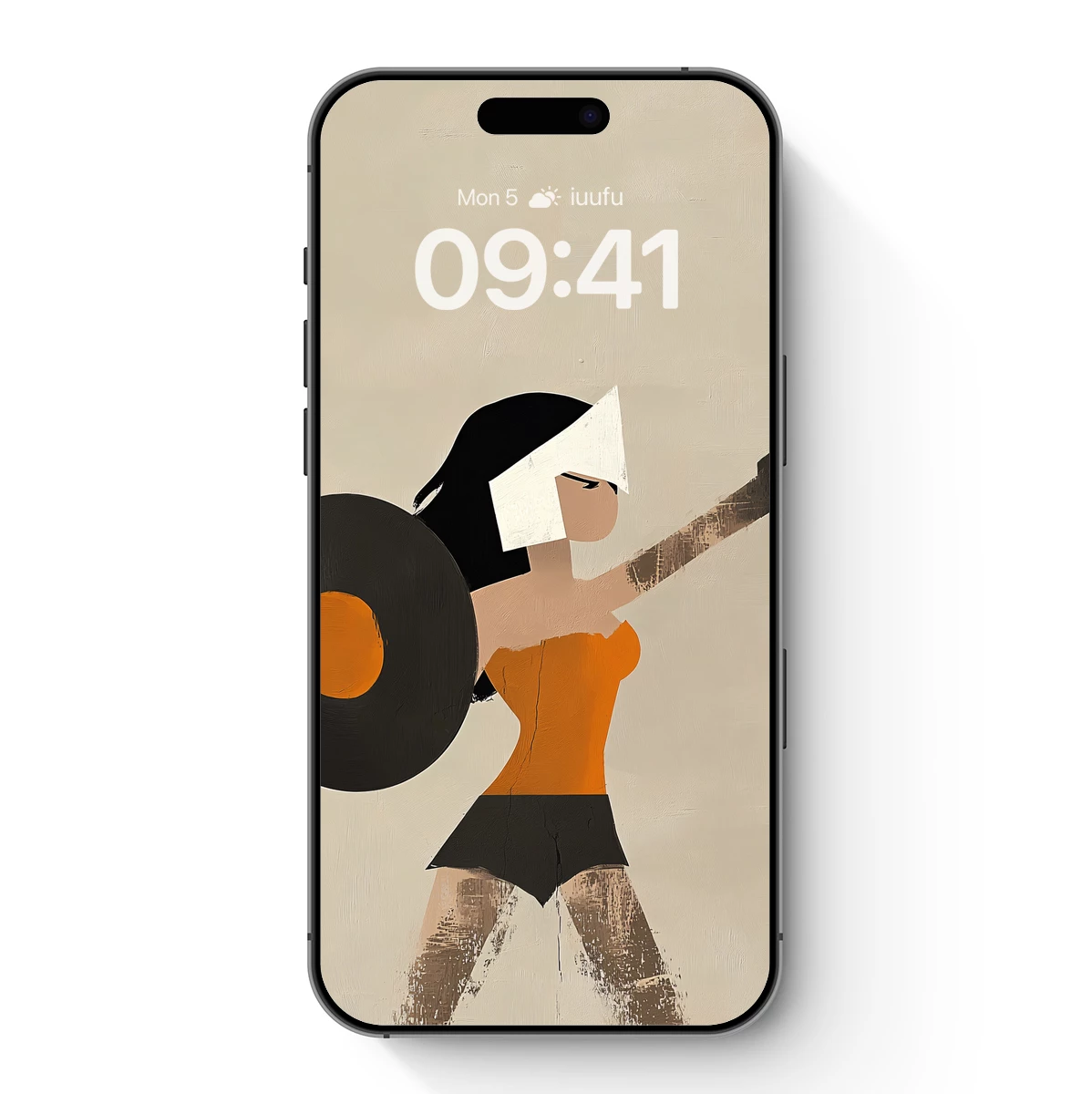 Abstract Figure with Vinyl Record: Modern Art Fusion