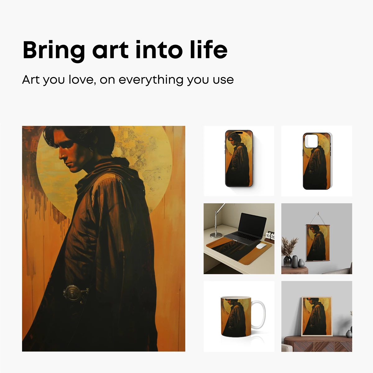 Eternal Wanderer: Cloaked Figure Against a Celestial Halo - Image 2