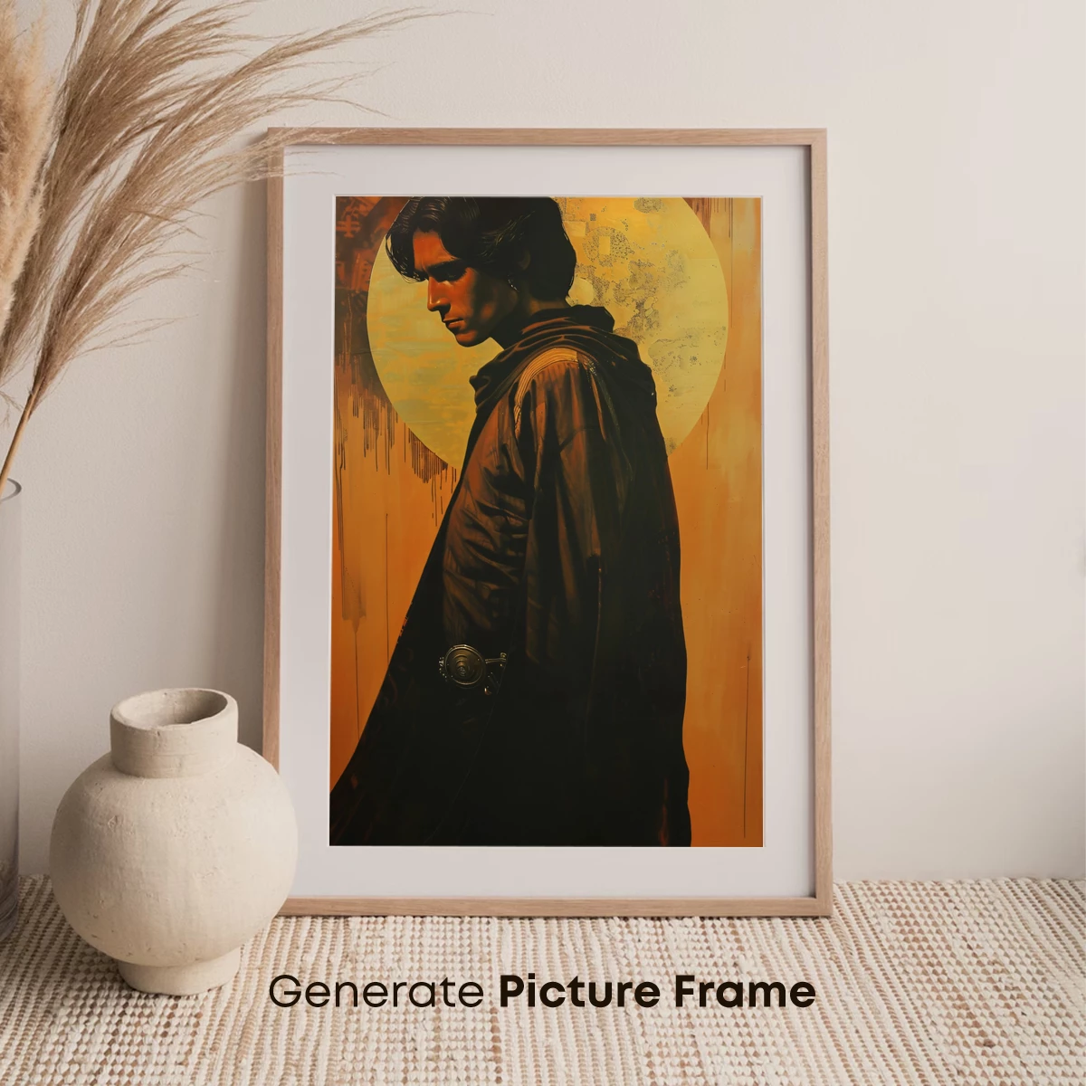 Eternal Wanderer: Cloaked Figure Against a Celestial Halo - Image 7