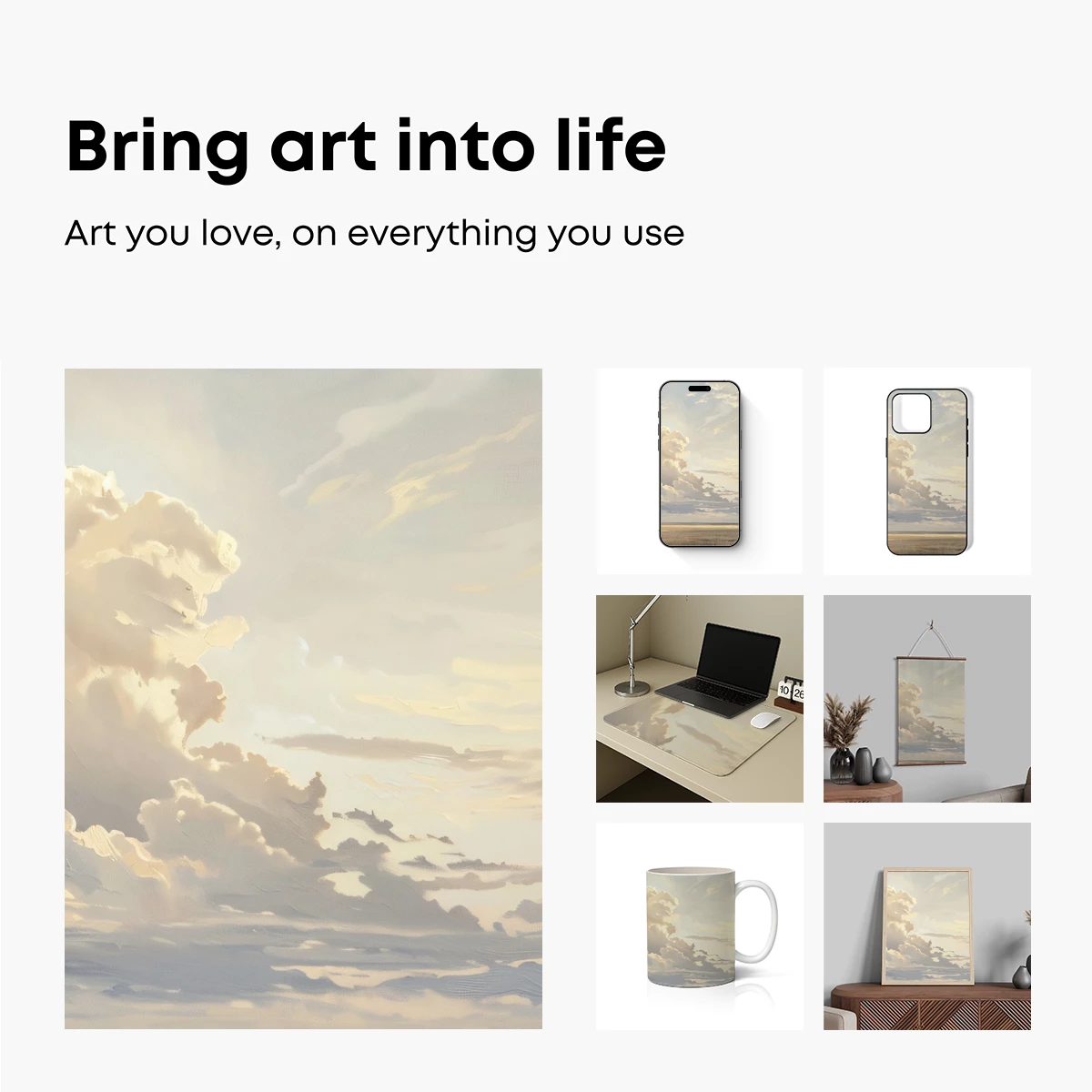 Ethereal Cloudscape: Serene Skies and Golden Plains - Image 2