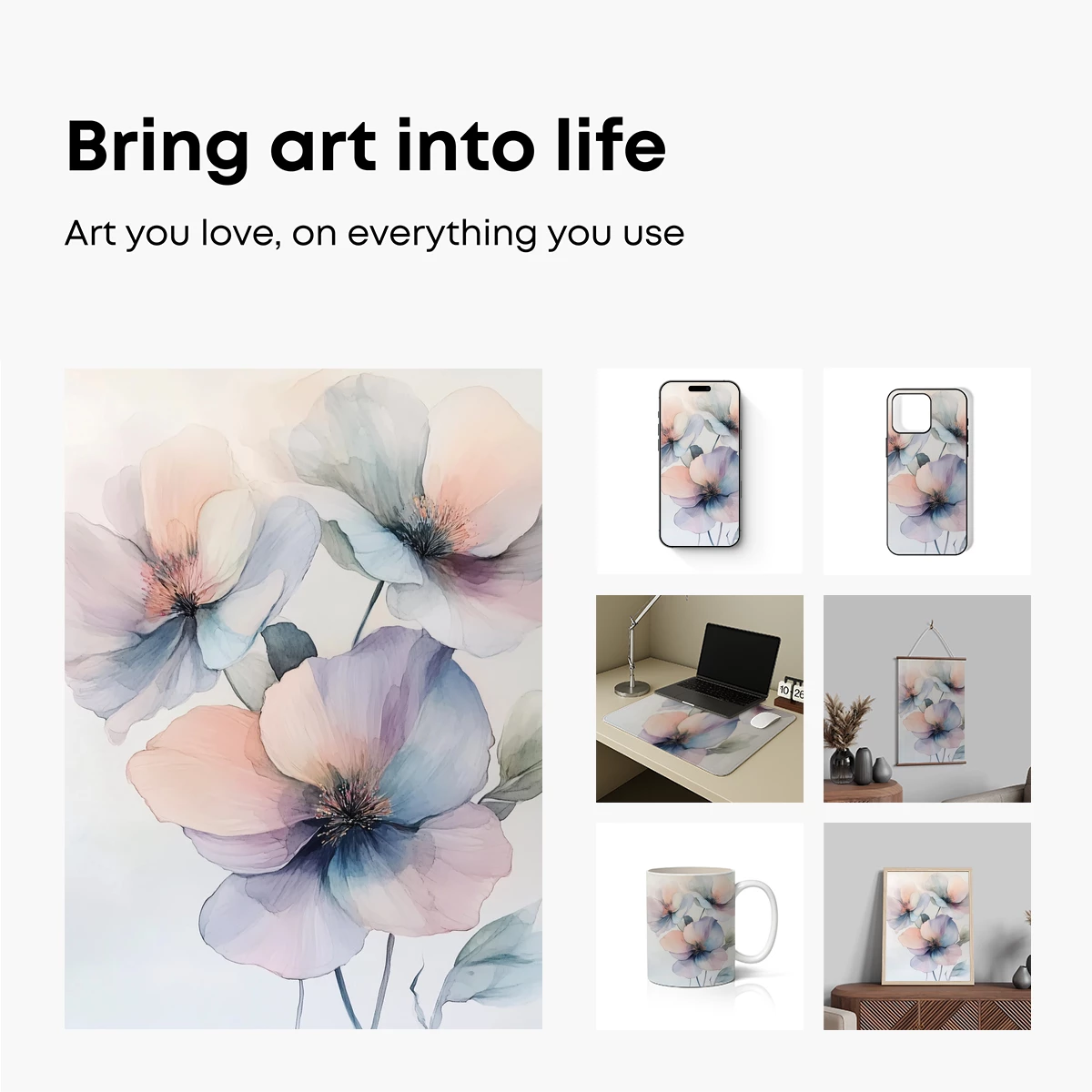 Ethereal Watercolor Blossoms: Soft Pastel Petals in Harmony - Image 2