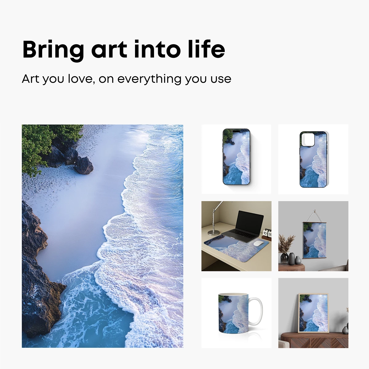 Serene Coastal Symphony: Waves Kiss White Sands - Image 2