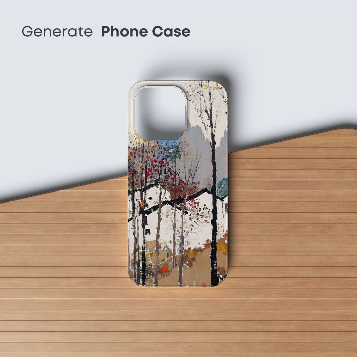 Autumnal Village Serenity: Ink and Color Harmony - Image 3