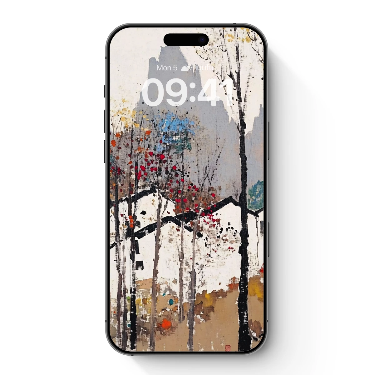 Autumnal Village Serenity: Ink and Color Harmony