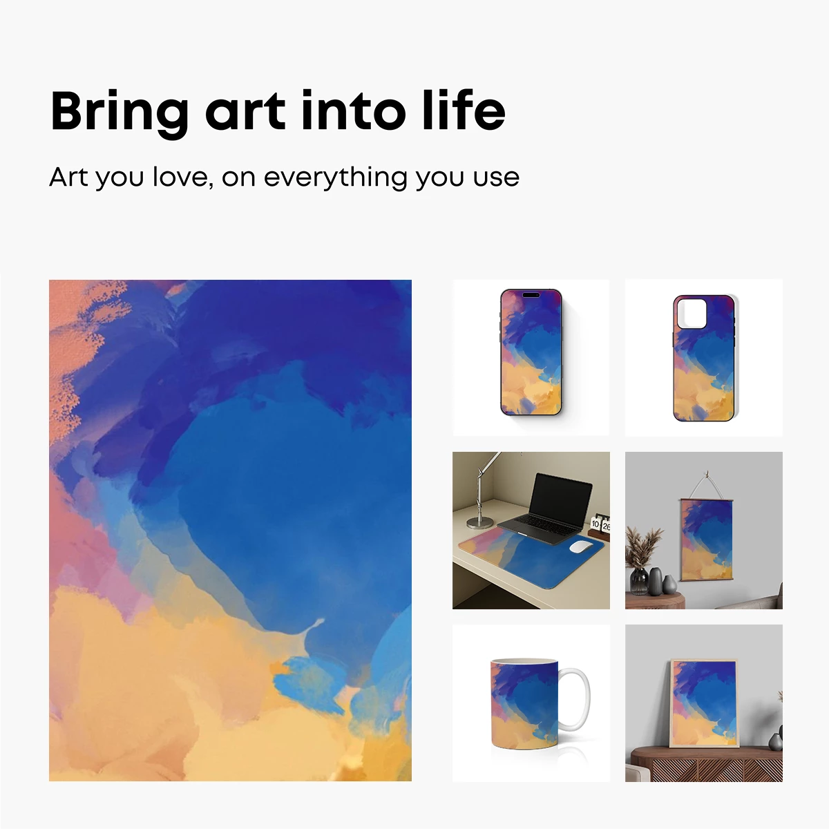 Abstract Fusion: Blue and Gold Harmony - Image 2