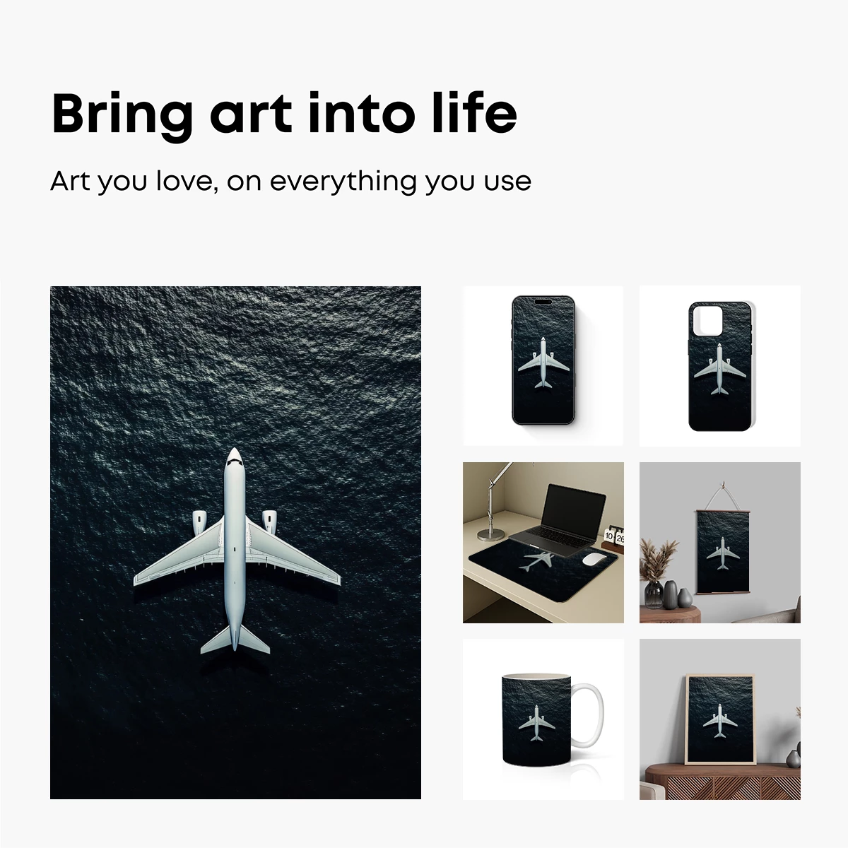 Aerial Solitude: Plane Over Midnight Sea - Image 2