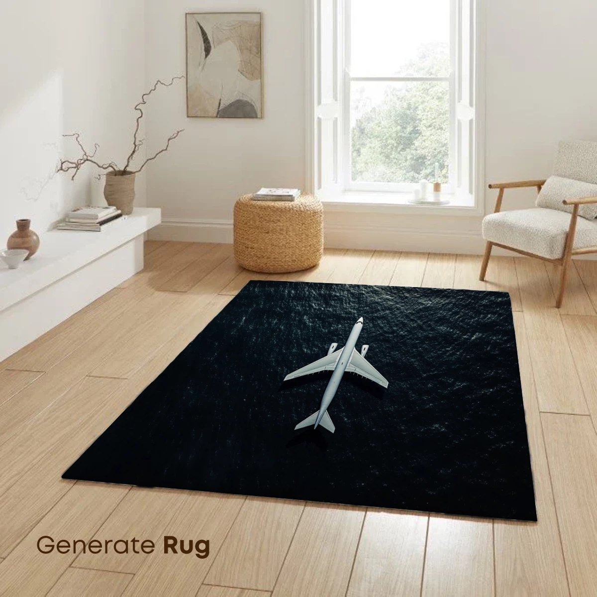 Aerial Solitude: Plane Over Midnight Sea - Image 6