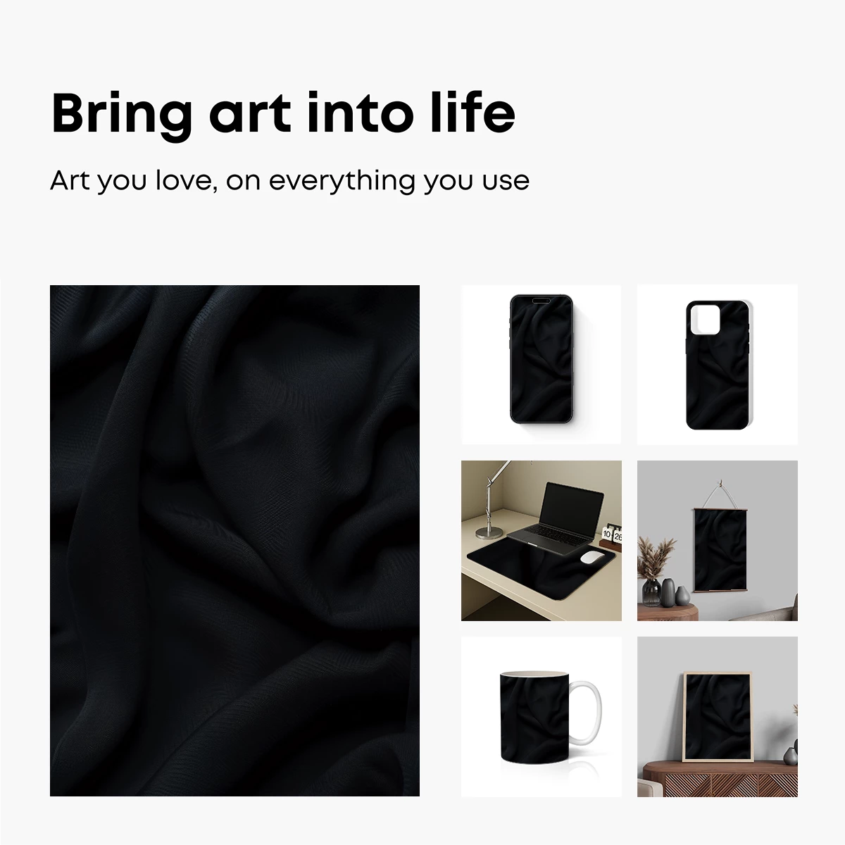 Elegant Shadows: Textured Black Fabric Drapery - Image 2