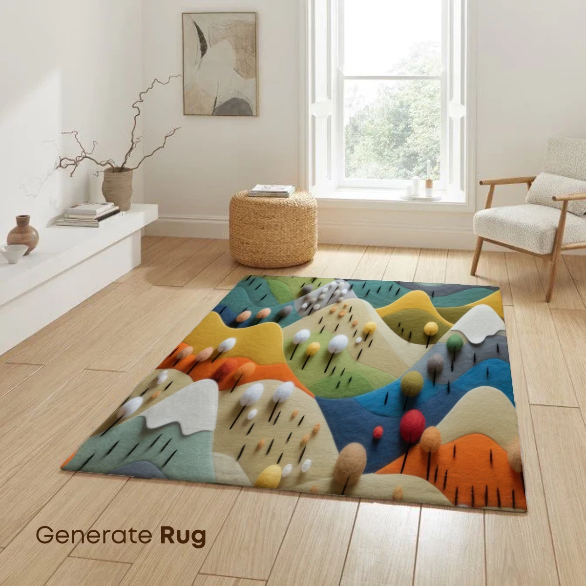 Felted Landscape Symphony: Colorful Hills and Whimsical Clouds - Image 6