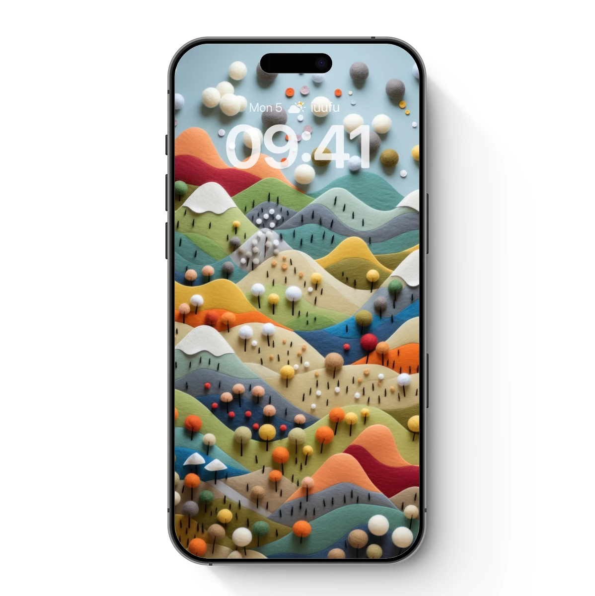 Felted Landscape Symphony: Colorful Hills and Whimsical Clouds Felted Landscape Symphony: Colorful Hills and Whimsical Clouds